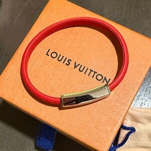 Louis Vuitton Vibrant Red Bracelet with Gold Clasp